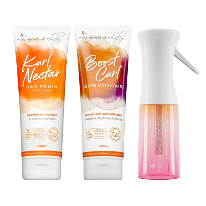 Starter Pack Cheveux Bouclés - Crème sans rinçage, gelée coiffante & vaporisateur